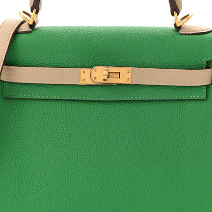 Togo Horseshoe Kelly Retourne 25 Bambou  Handbag