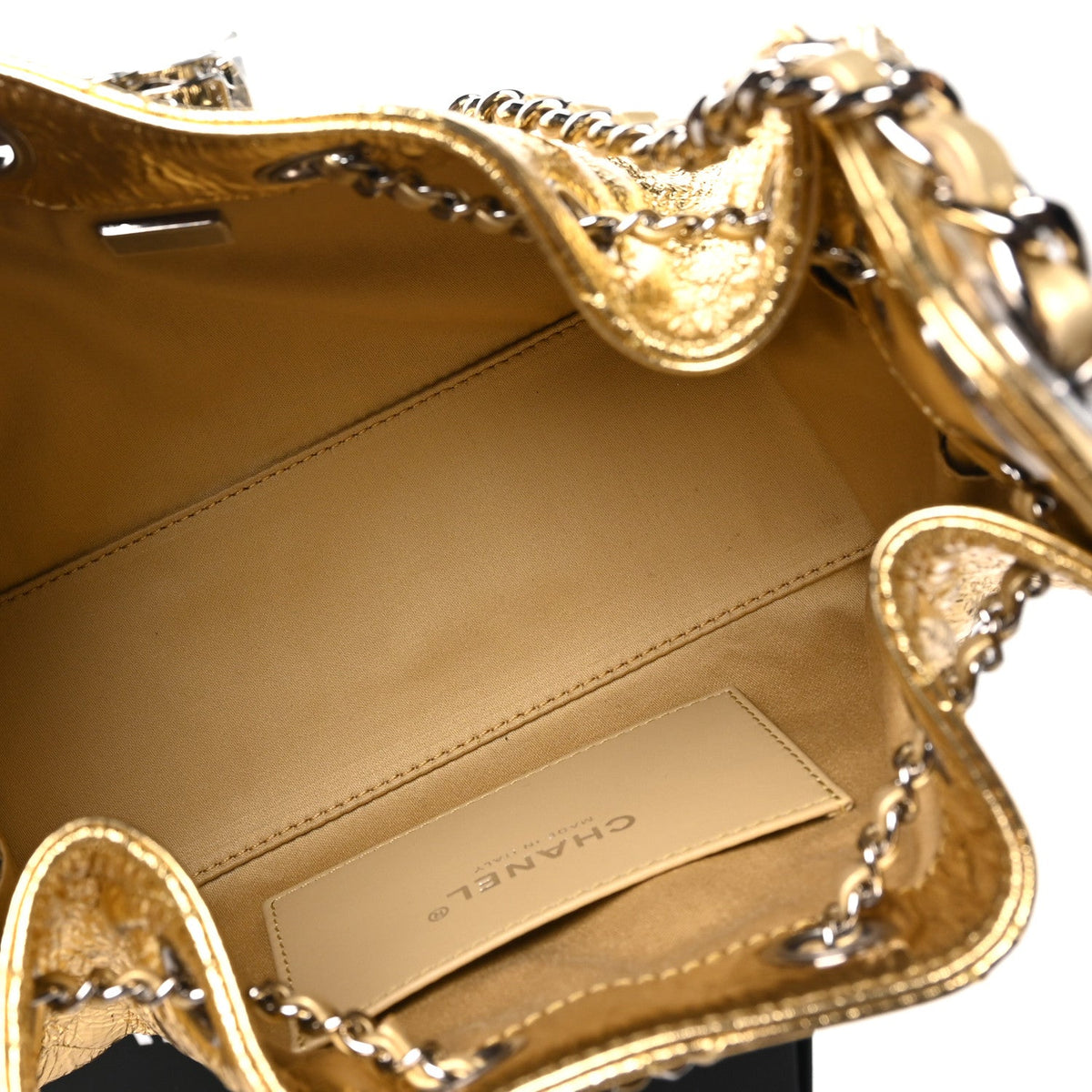 Mini Quilted Calfskin Handbag - Gold