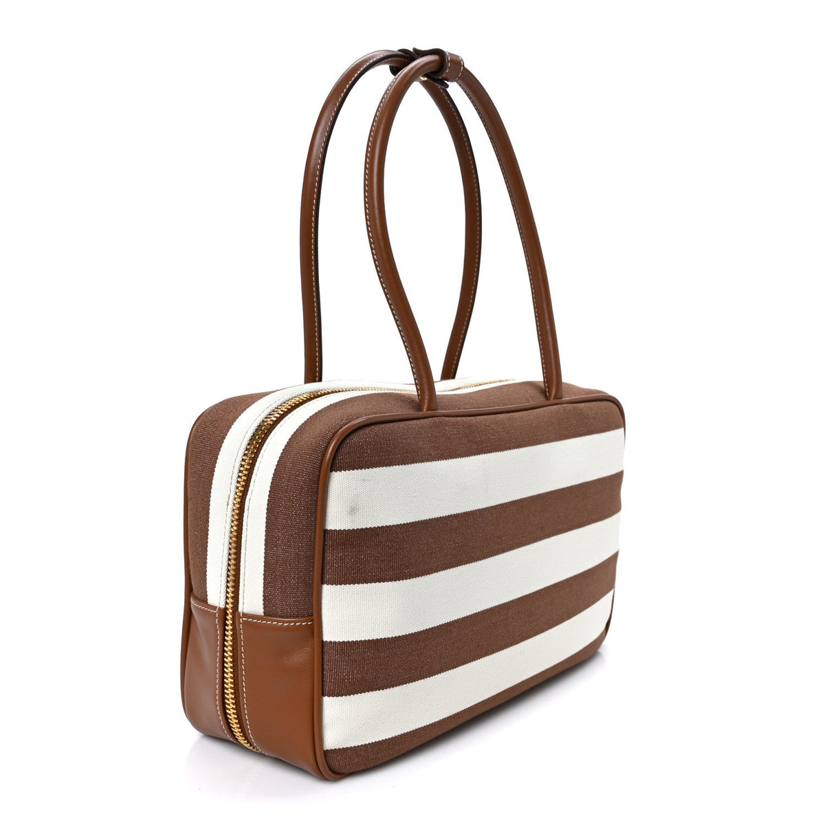 Large Calfskin Canvas Handbag - Natural