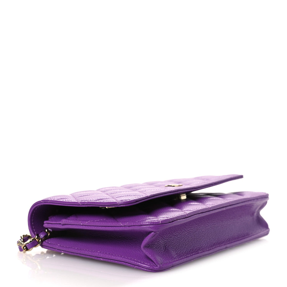 Quilted Caviar Wallet Bag - Purple