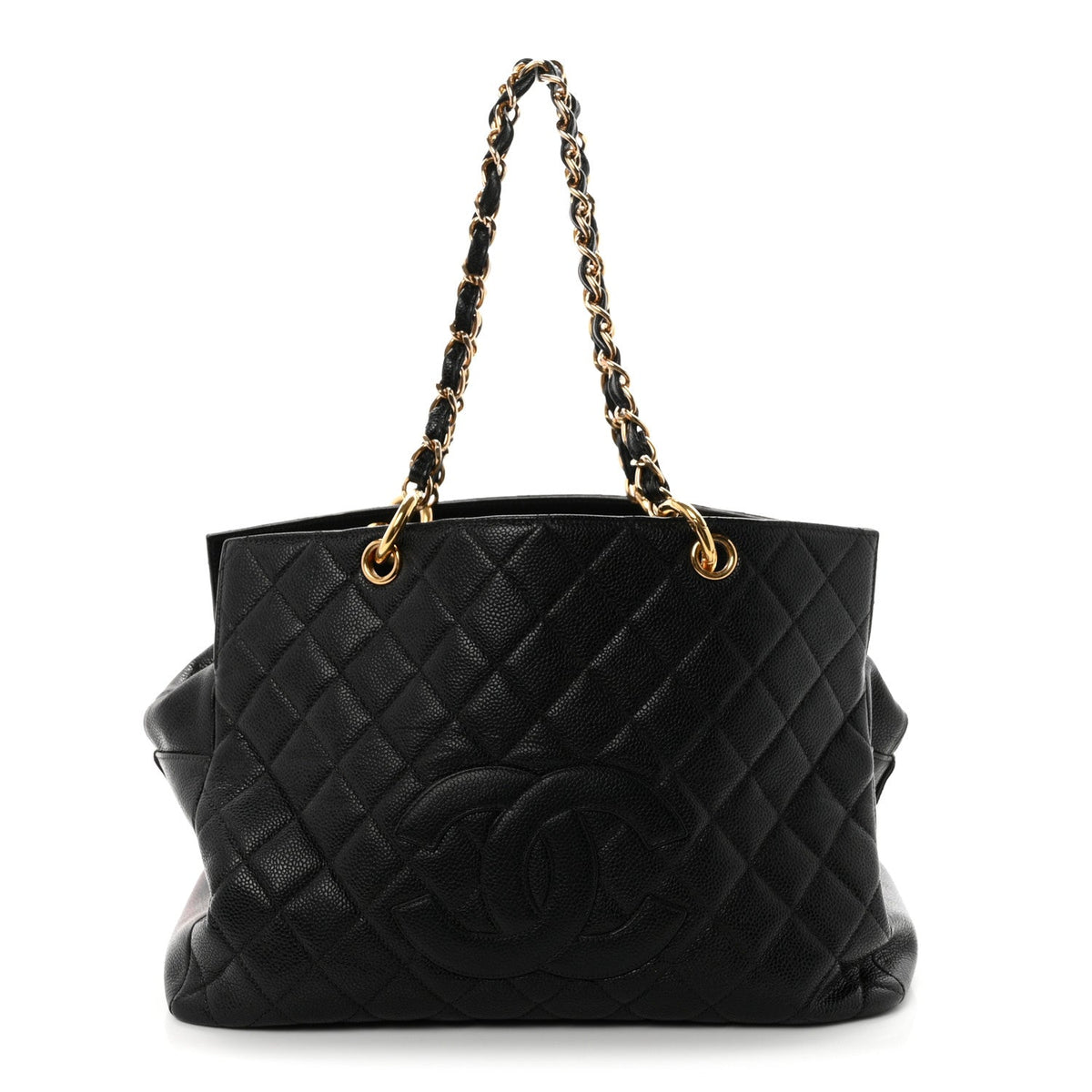 Quilted Caviar Tote Bag - Black