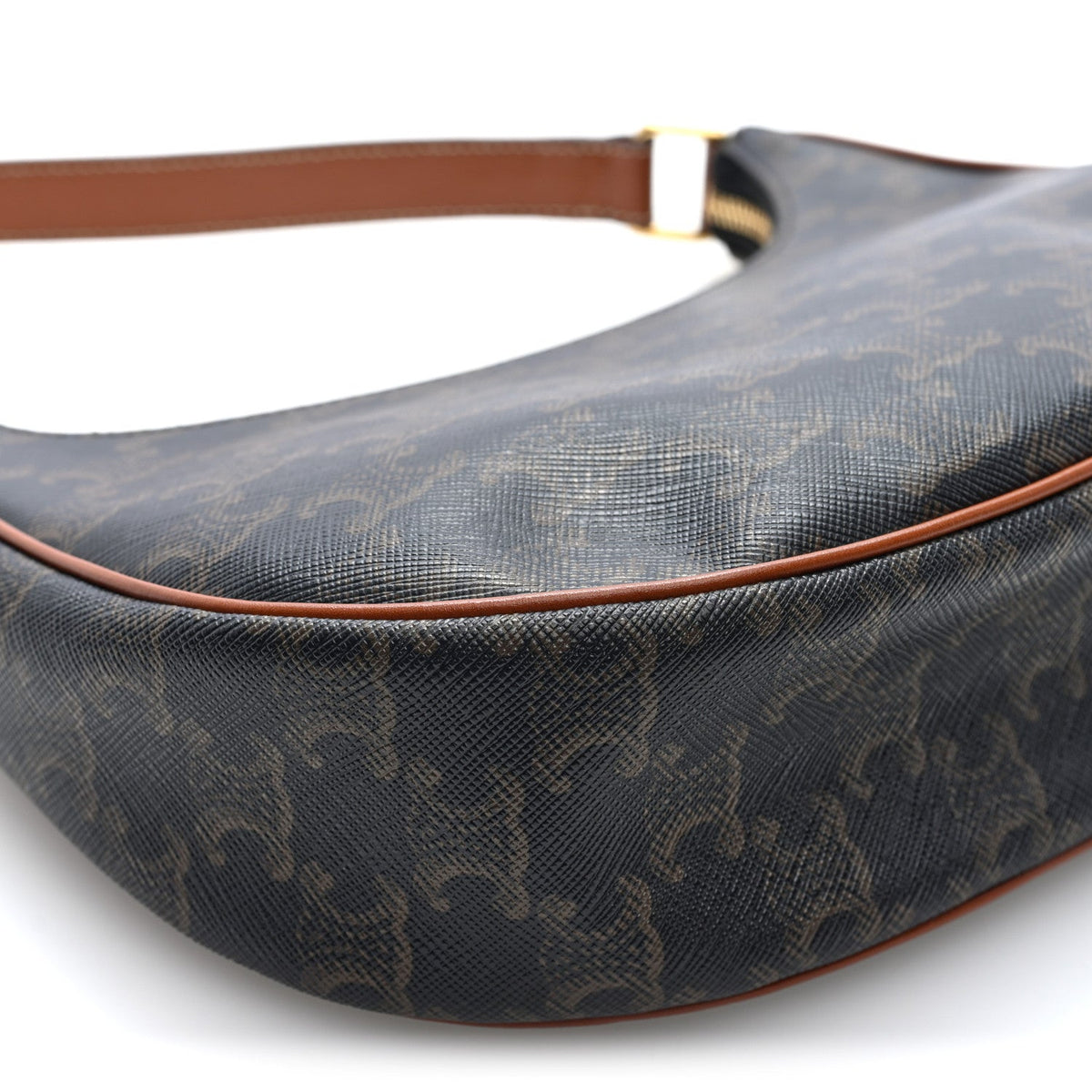 Calfskin Canvas Shoulder Bag - Tan