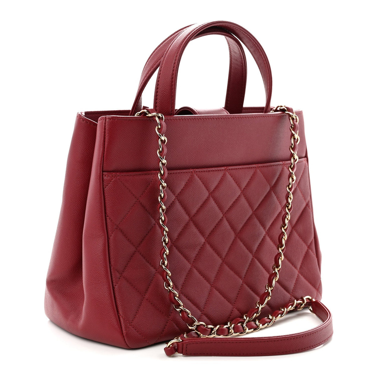 Small Quilted Caviar Handbag - Red