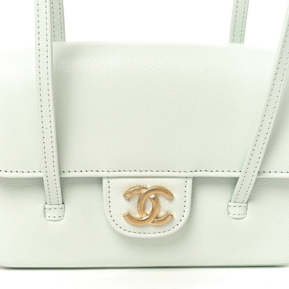 Mini Caviar Shoulder Bag - Light Blue