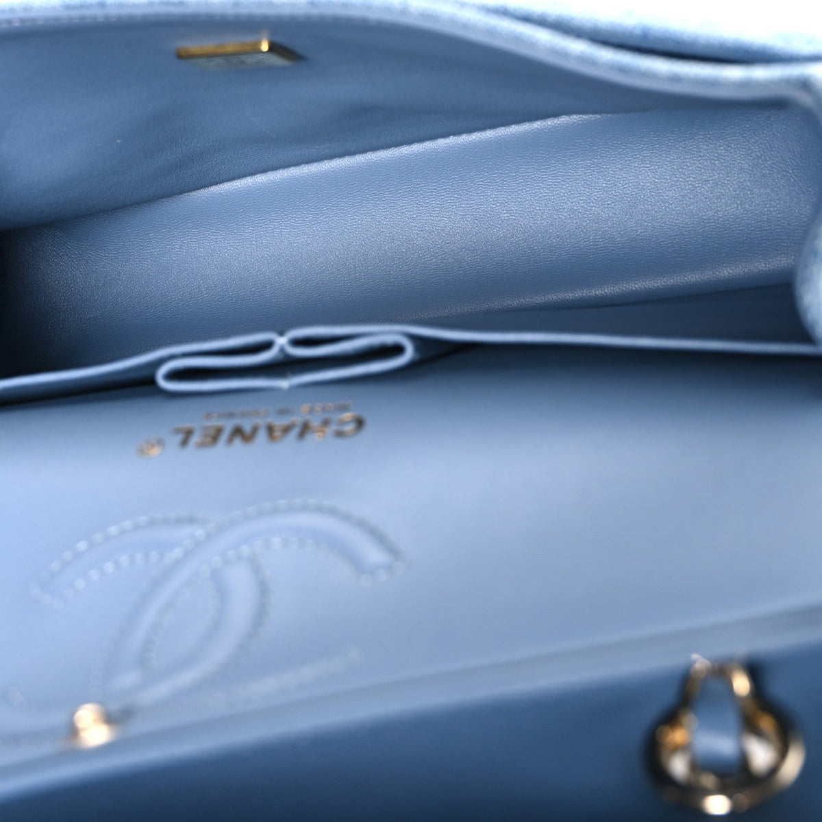 Small Quilted Flap Shoulder Bag - Light Blue