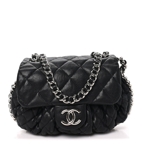 Mini Quilted Lambskin Handbag - Black