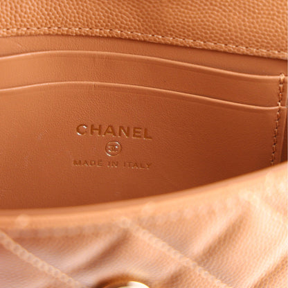 Quilted Caviar Handbag - Beige