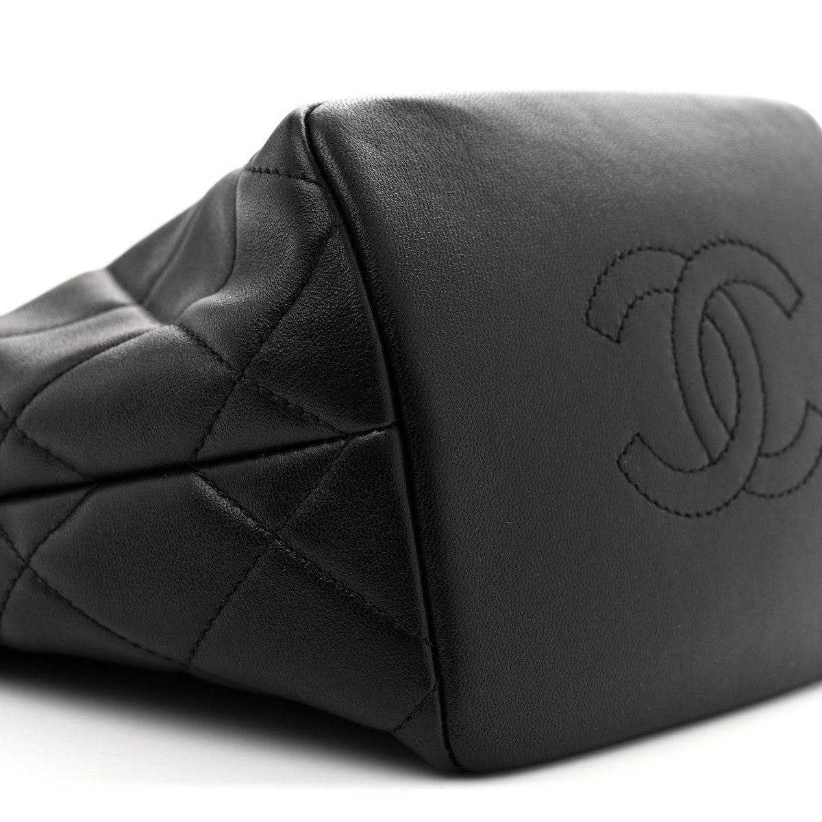 Small Quilted Lambskin Hobo Bag - Black