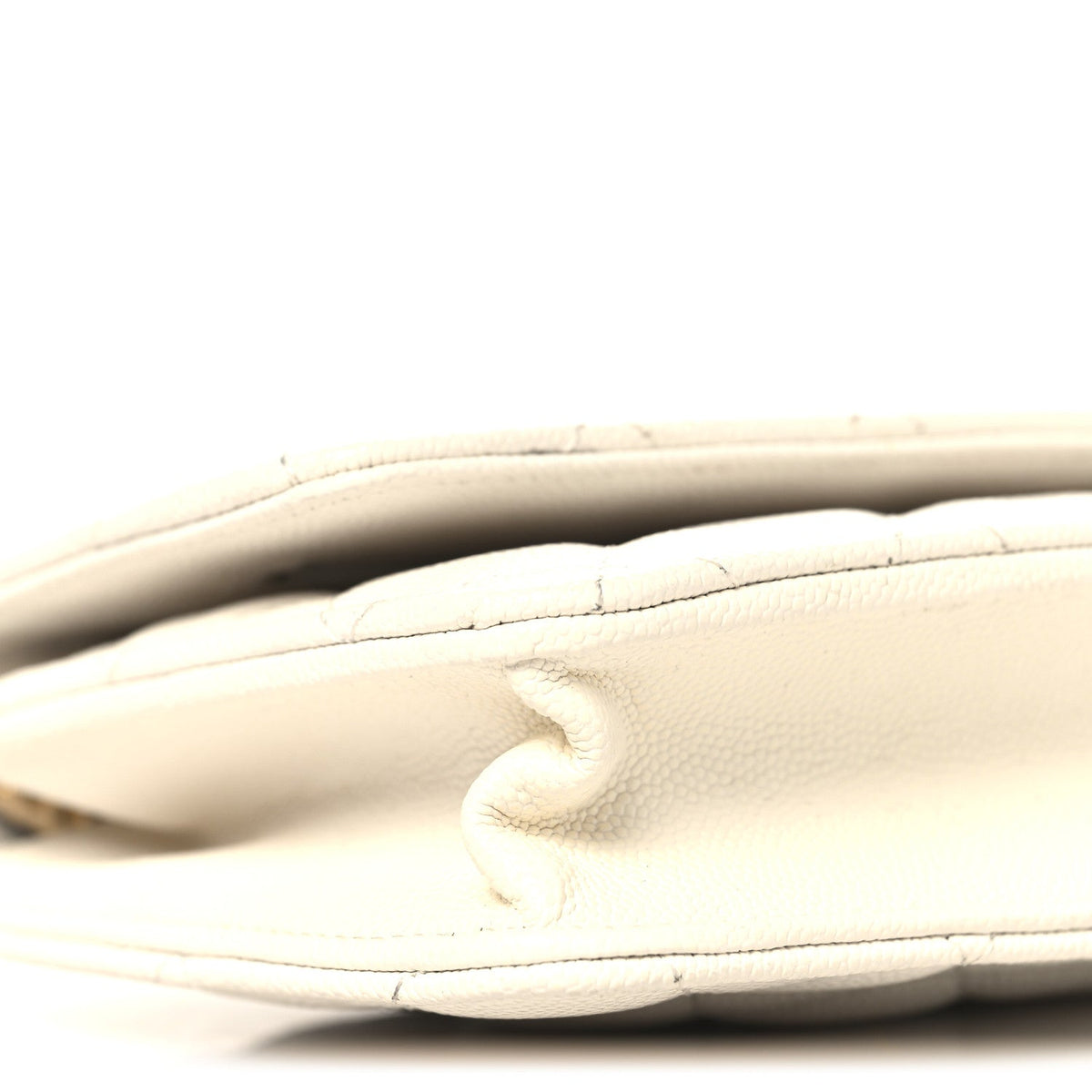 Quilted Caviar Flap Shoulder Bag - White