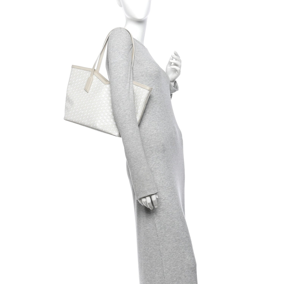 Calfskin Canvas Tote Bag - Beige