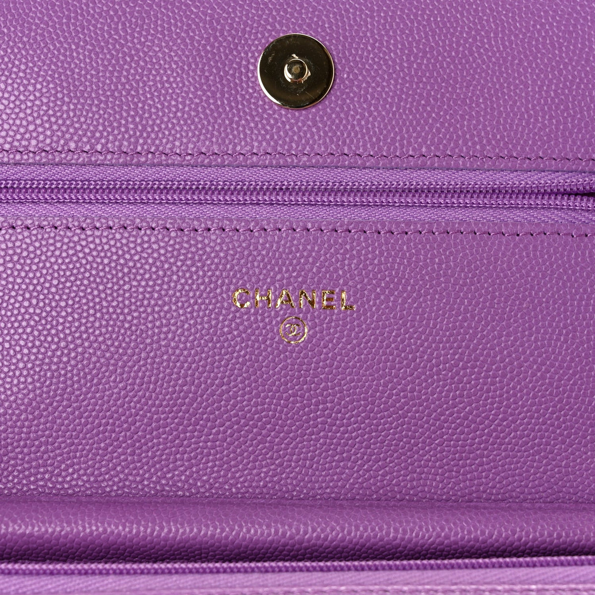 Quilted Caviar Wallet Bag - Purple