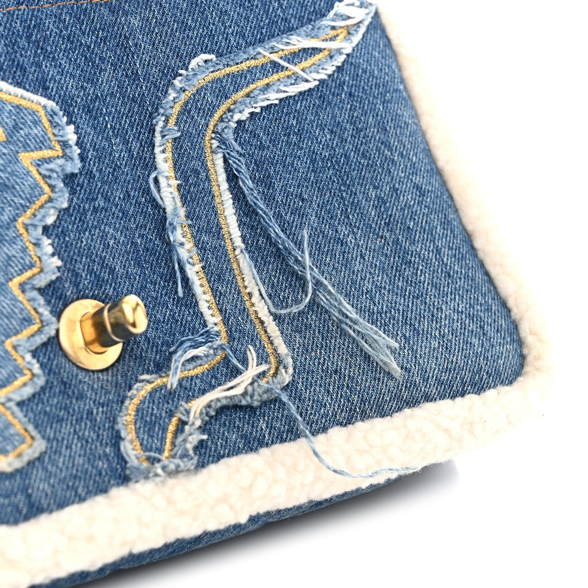 Shearling Flap Shoulder Bag - Blue