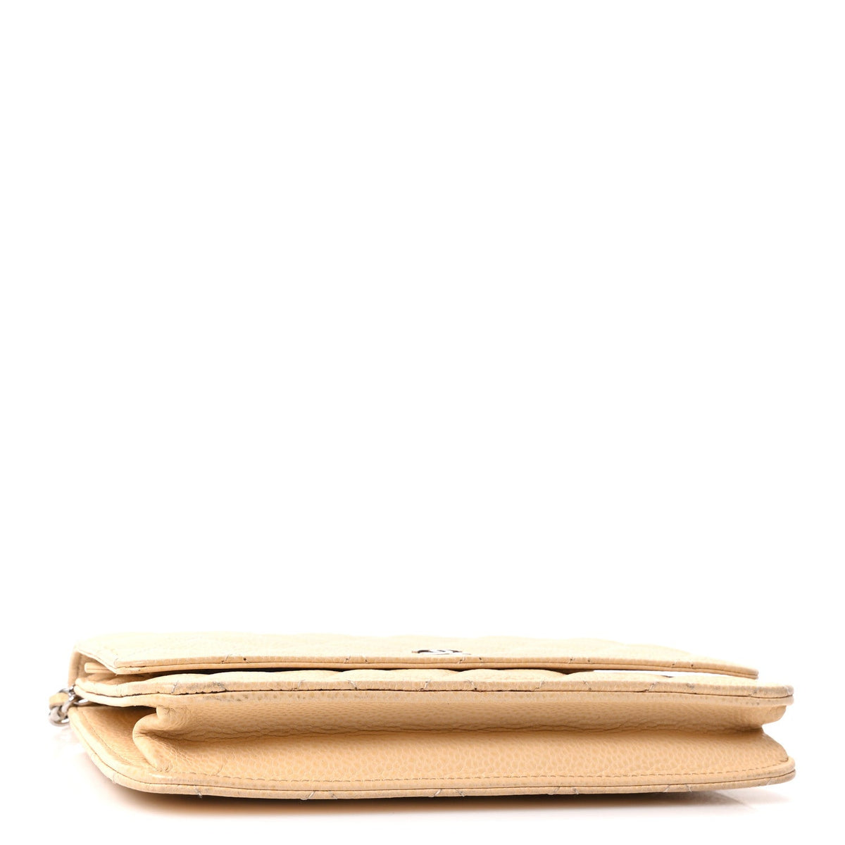 Quilted Caviar Wallet Bag - Beige