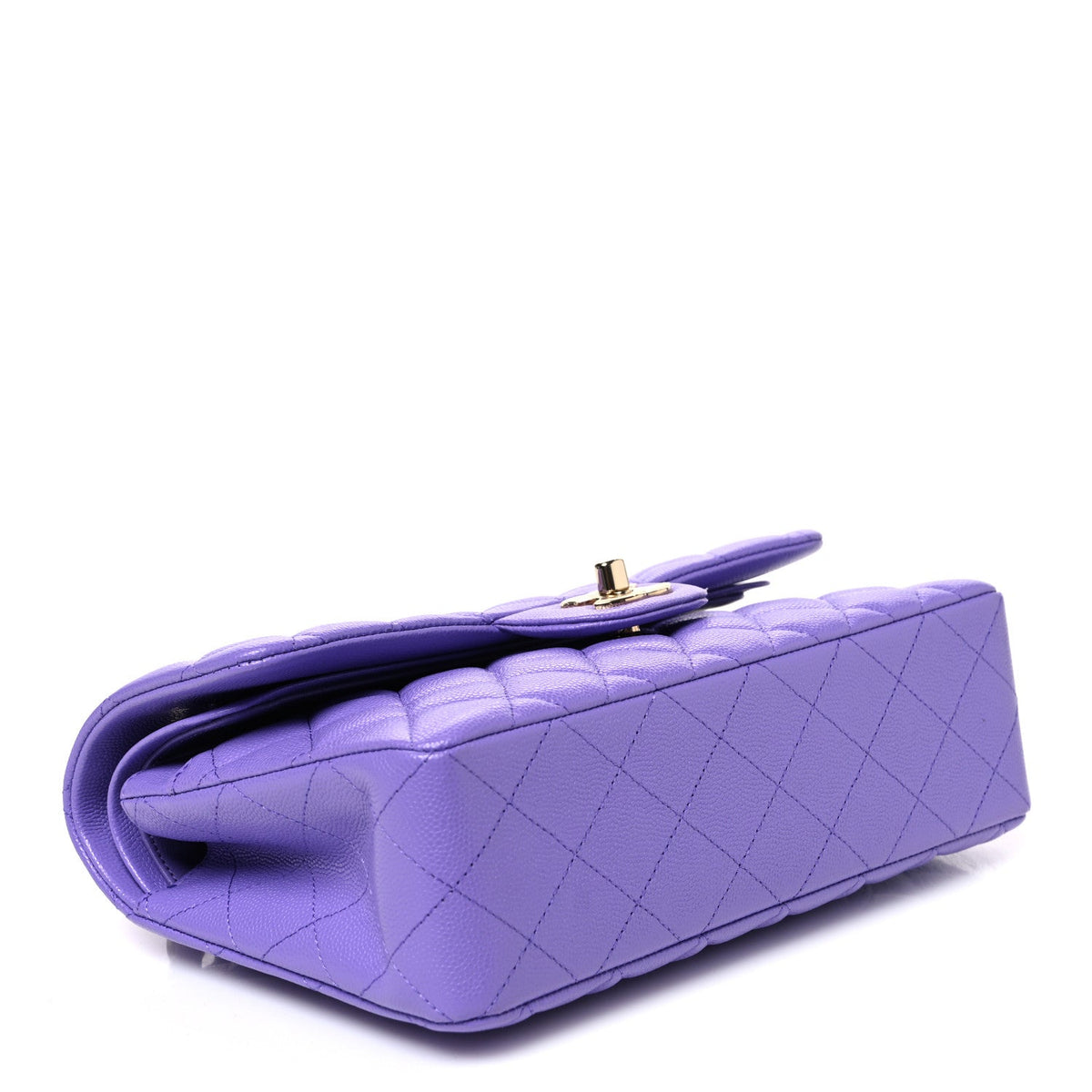 Small Quilted Caviar Flap Shoulder Bag - Purple