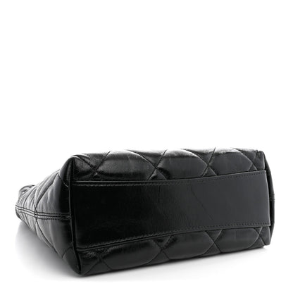 Small Quilted Lambskin Hobo Bag - Black