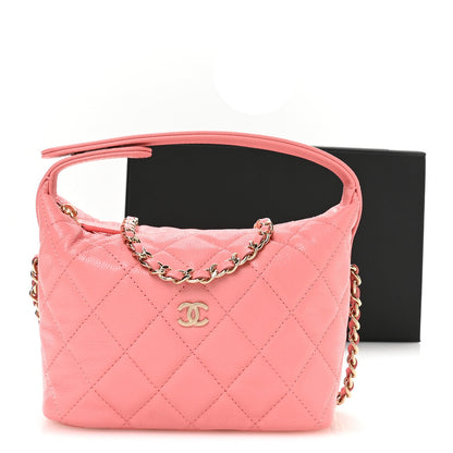 Quilted Caviar Hobo Bag - Pink