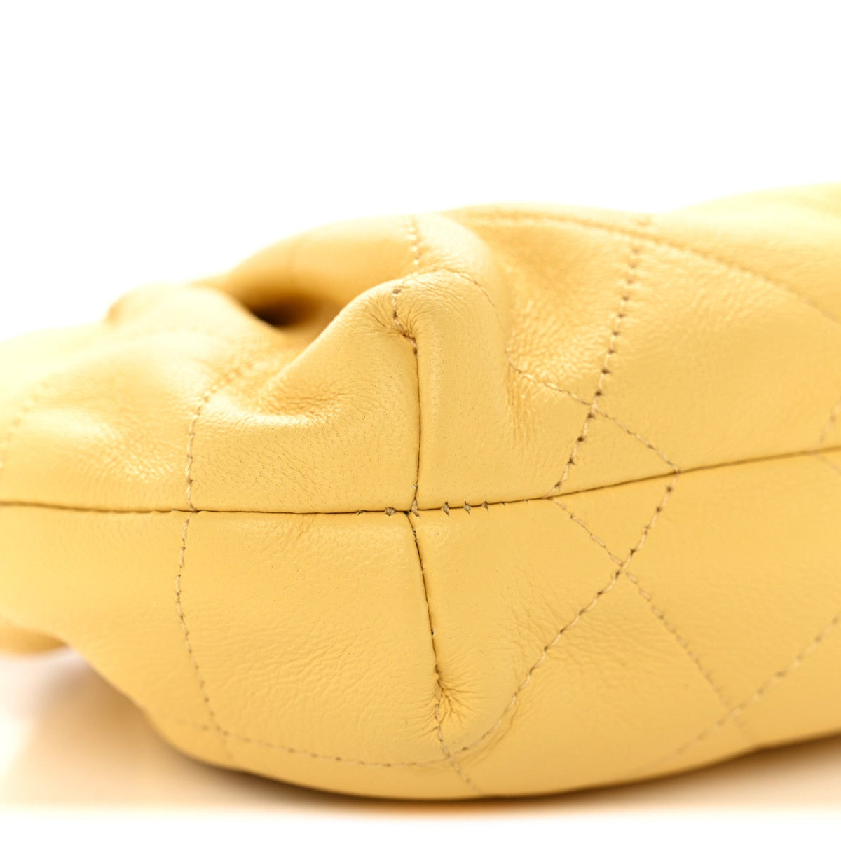 Mini Quilted Lambskin Pouch - Yellow