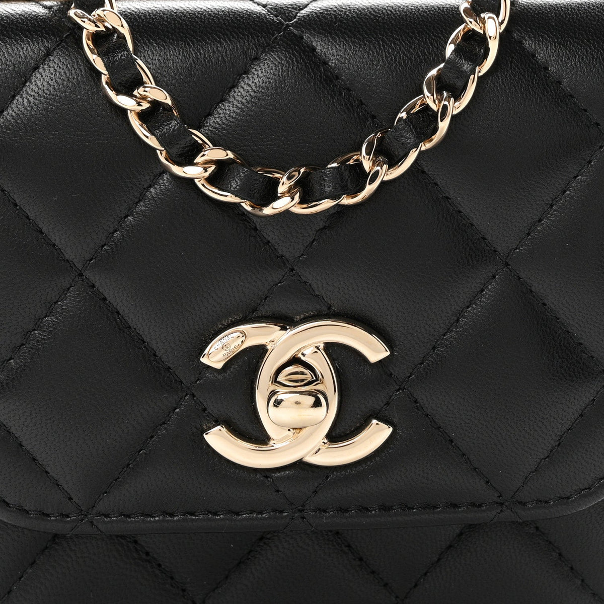 Mini Quilted Lambskin Wallet Bag - Black