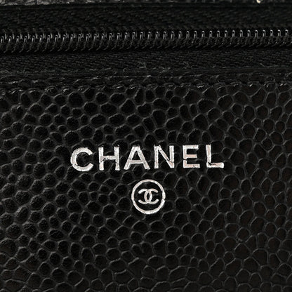 Quilted Caviar Wallet Bag - Black