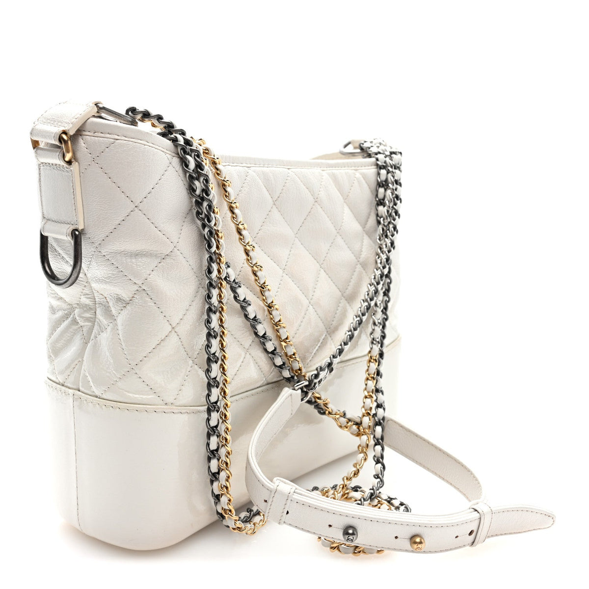 Medium Quilted Goatskin Hobo Bag - White