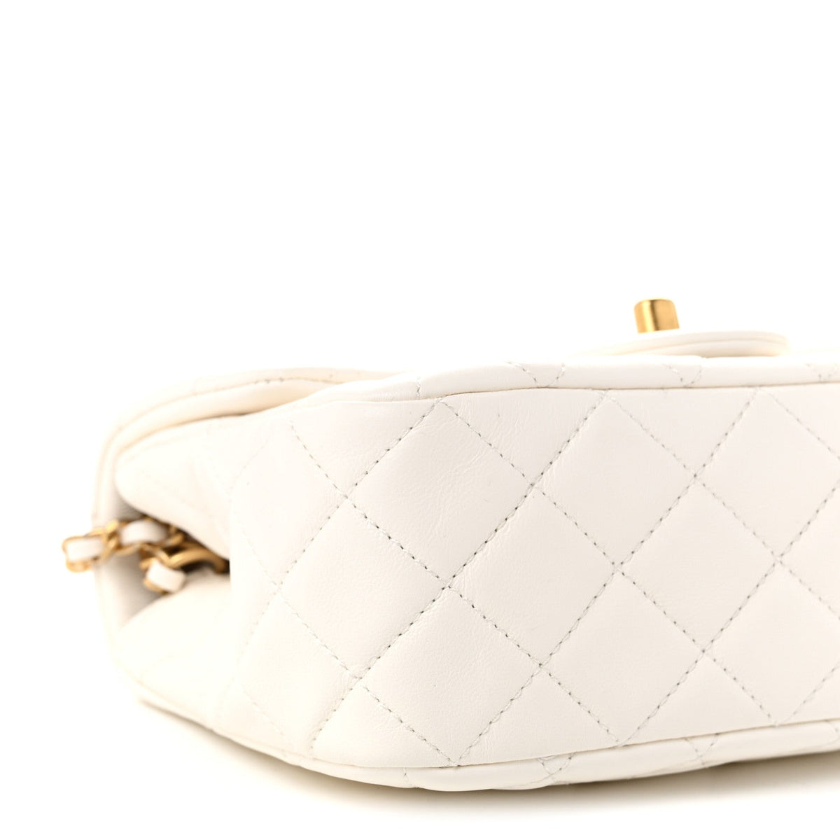 Mini Quilted Lambskin Flap Shoulder Bag - White