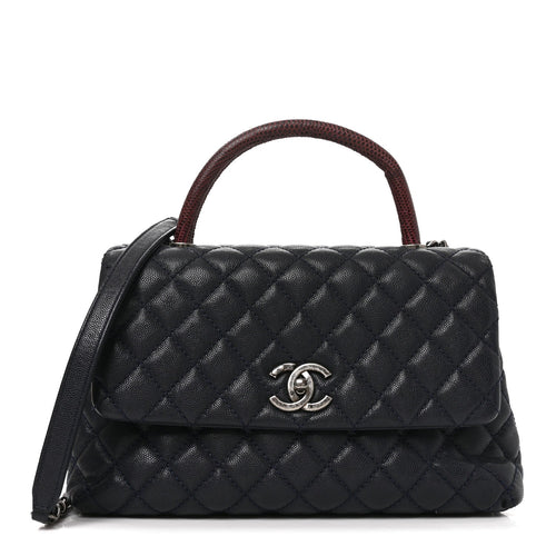 Small Quilted Caviar Flap Shoulder Bag - Blue