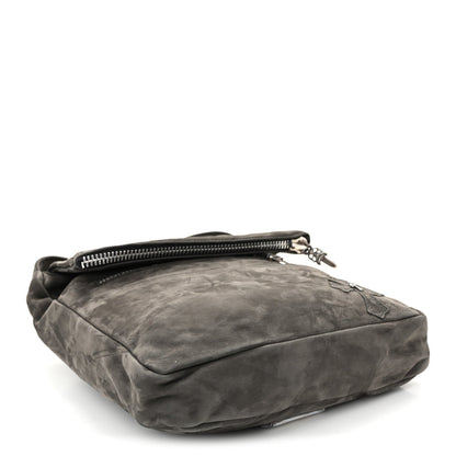 Calfskin Suede Crossbody Bag - Black