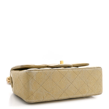 Mini Quilted Caviar Flap Shoulder Bag - Tan