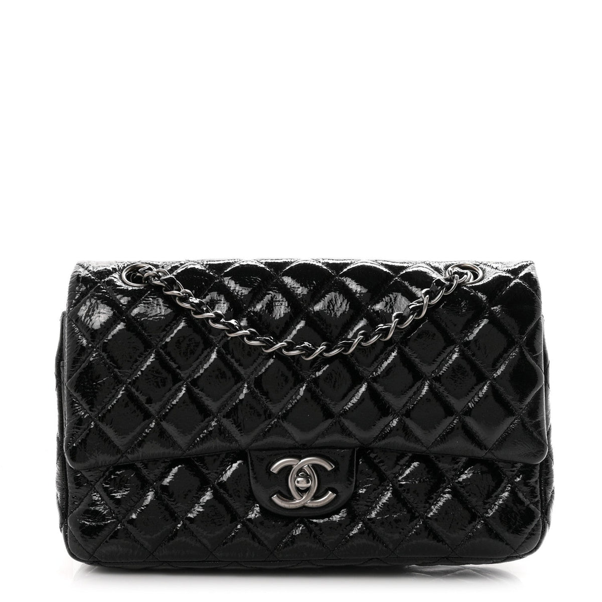 Medium Quilted Flap Shoulder Bag - Black