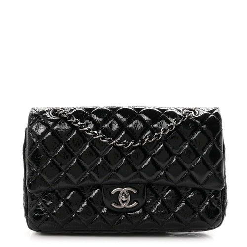 Medium Quilted Flap Shoulder Bag - Black