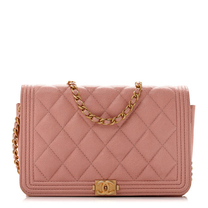Quilted Caviar Wallet Bag - Pink