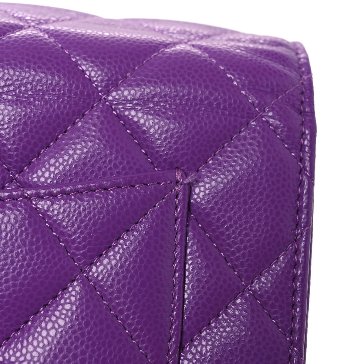 Quilted Caviar Wallet Bag - Purple
