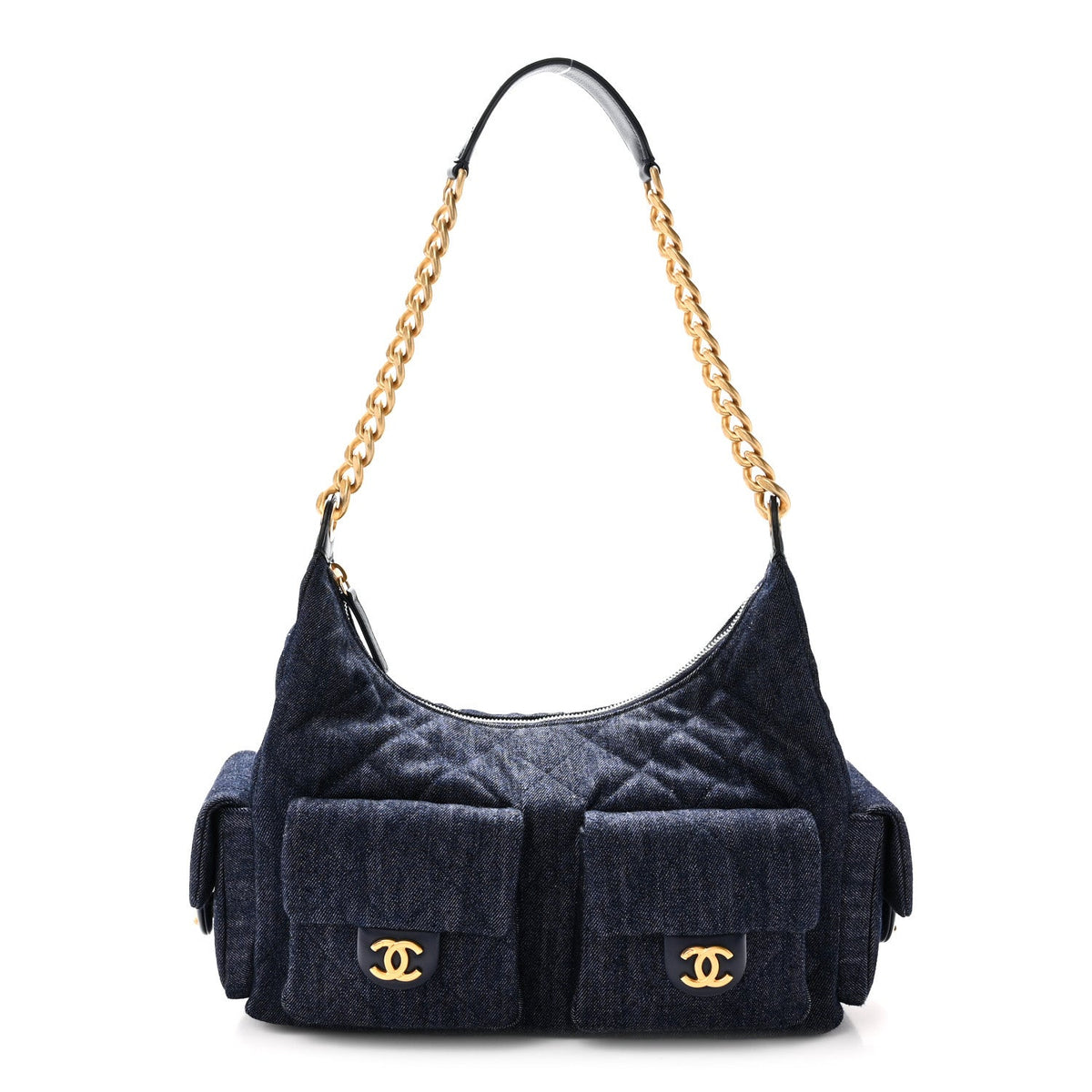 Large Quilted Hobo Bag - Blue