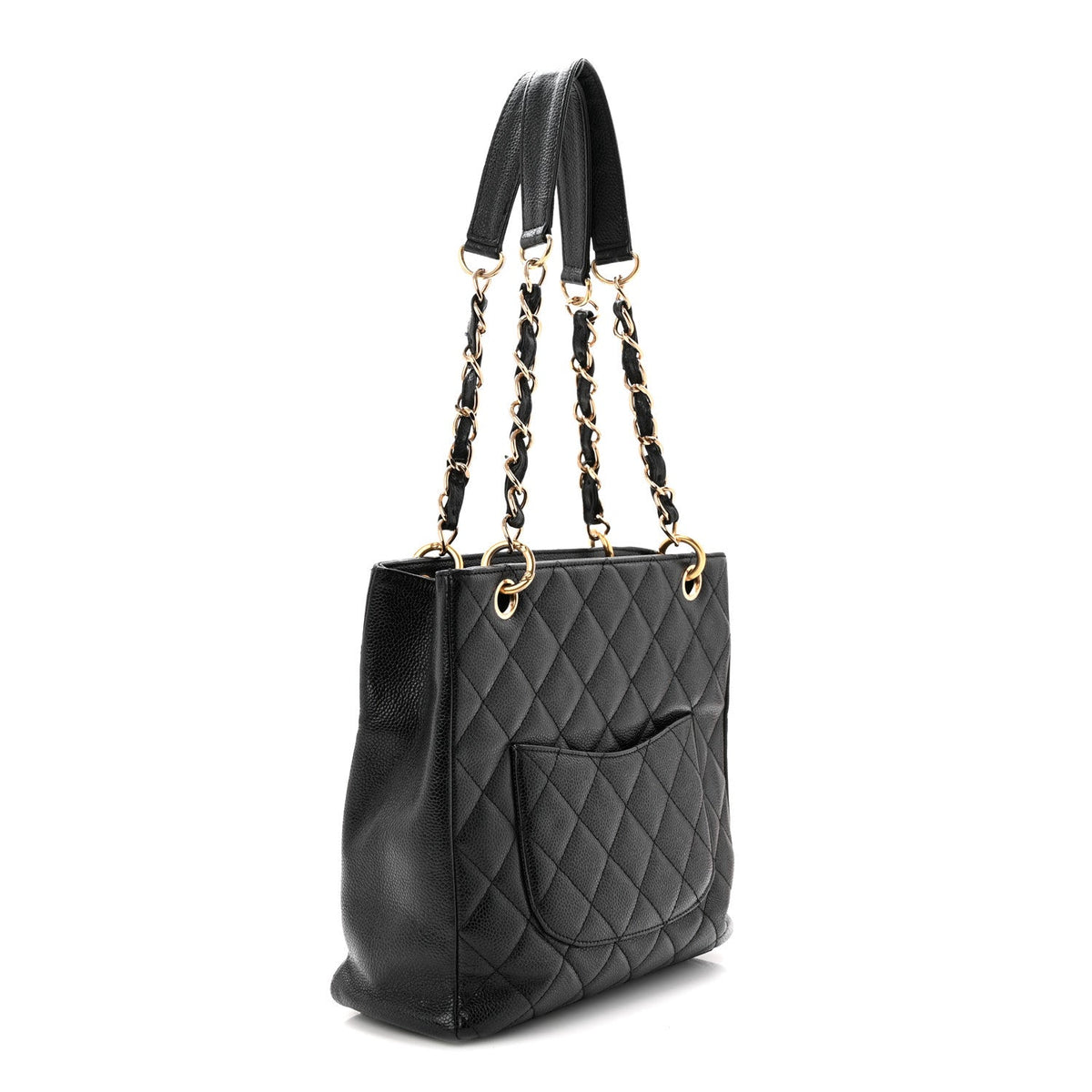 Quilted Caviar Tote Bag - Black