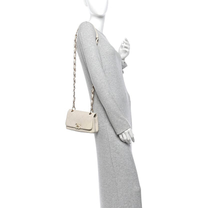 Medium Quilted Lambskin Flap Shoulder Bag - Beige