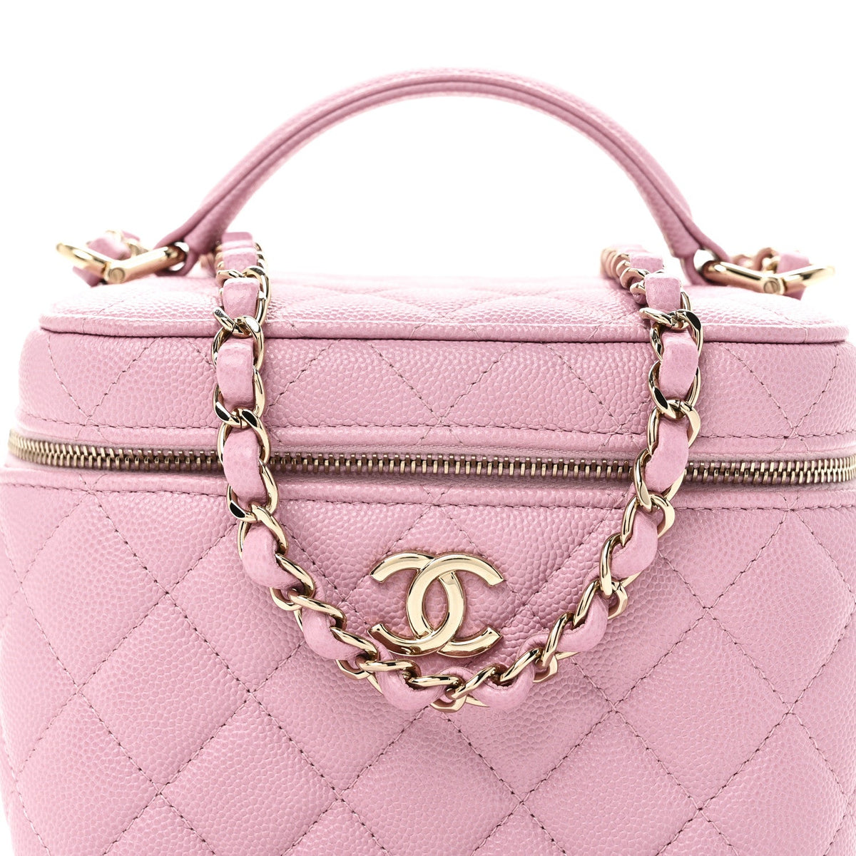 Small Quilted Caviar Handbag - Pink