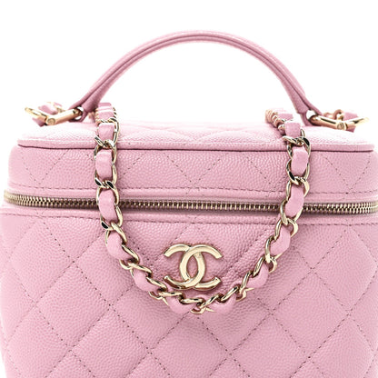 Small Quilted Caviar Handbag - Pink