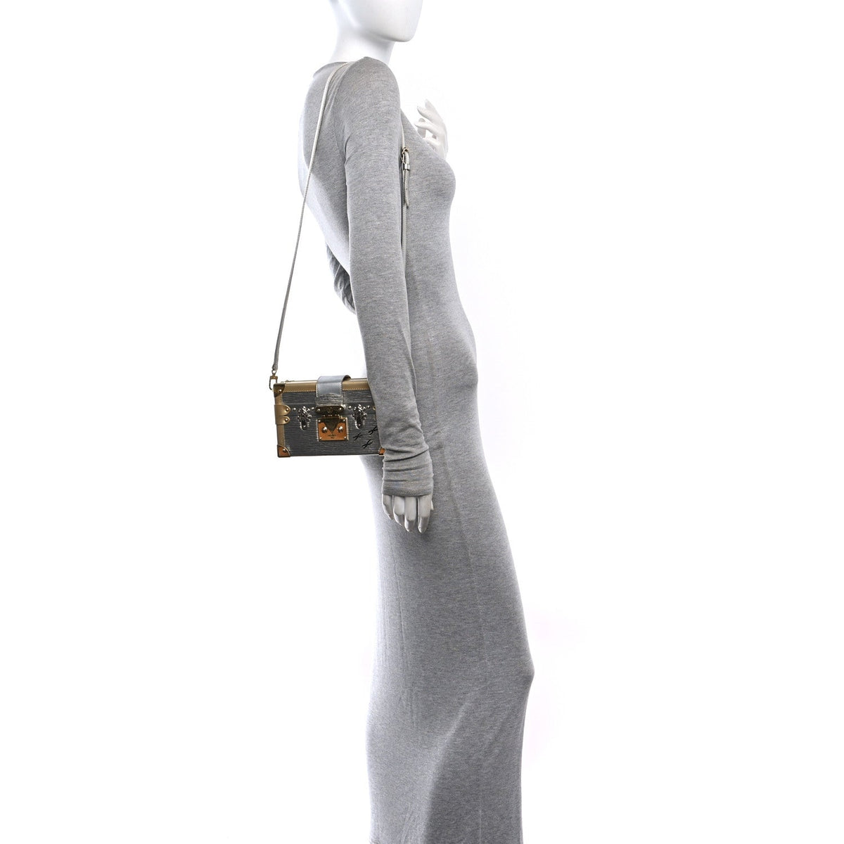 Metallic Epi Petite Malle Silver Handbag