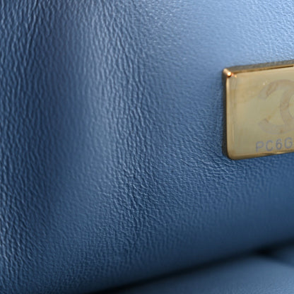 Medium Quilted Flap Shoulder Bag - Light Blue