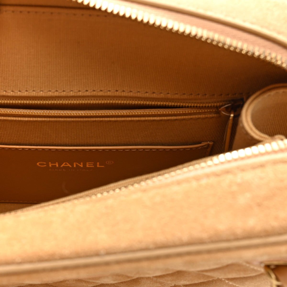 Quilted Suede Handbag - Brown