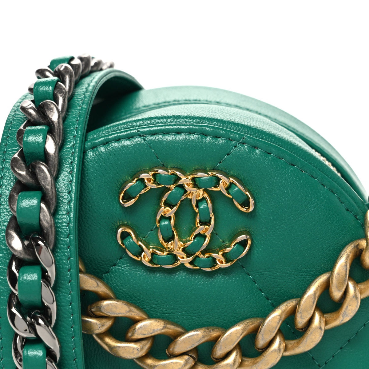 Quilted Lambskin Clutch Bag - Green