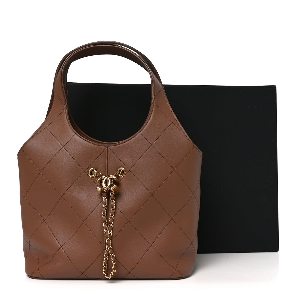 Small Quilted Calfskin Handbag - Brown