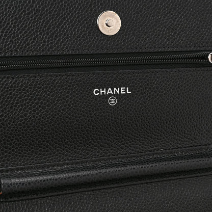 Quilted Caviar Wallet Bag - Black