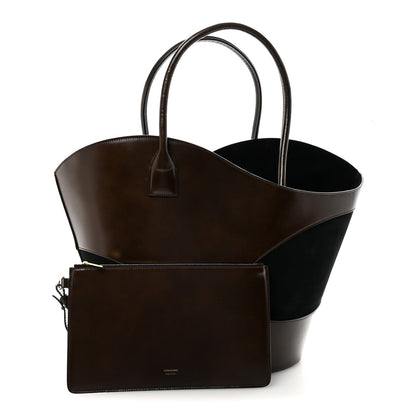 Large Calfskin Suede Tote Bag - Brown