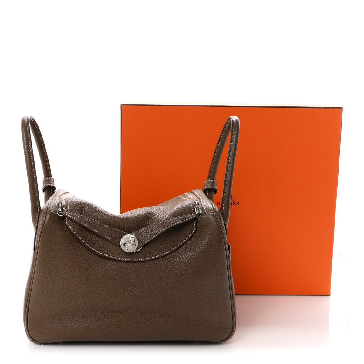 Taurillon Clemence Lindy 30 Etoupe Handbag