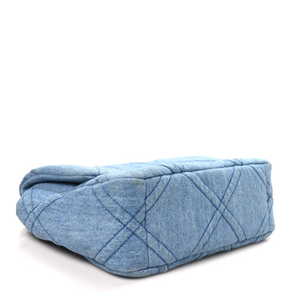Medium Quilted Flap Shoulder Bag - Blue