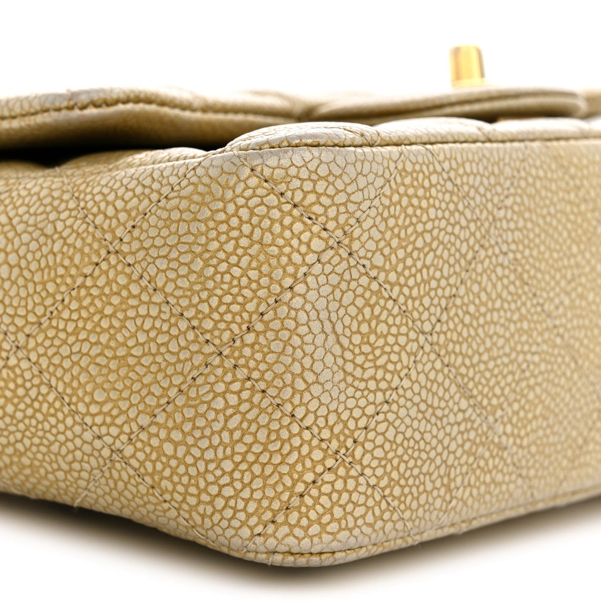 Mini Quilted Caviar Flap Shoulder Bag - Tan