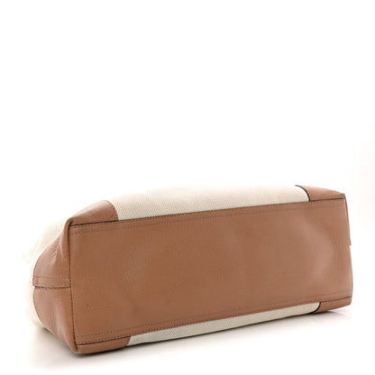 Medium Calfskin Canvas Shoulder Bag - White