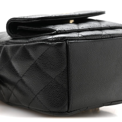 Mini Quilted Caviar Backpack - Black