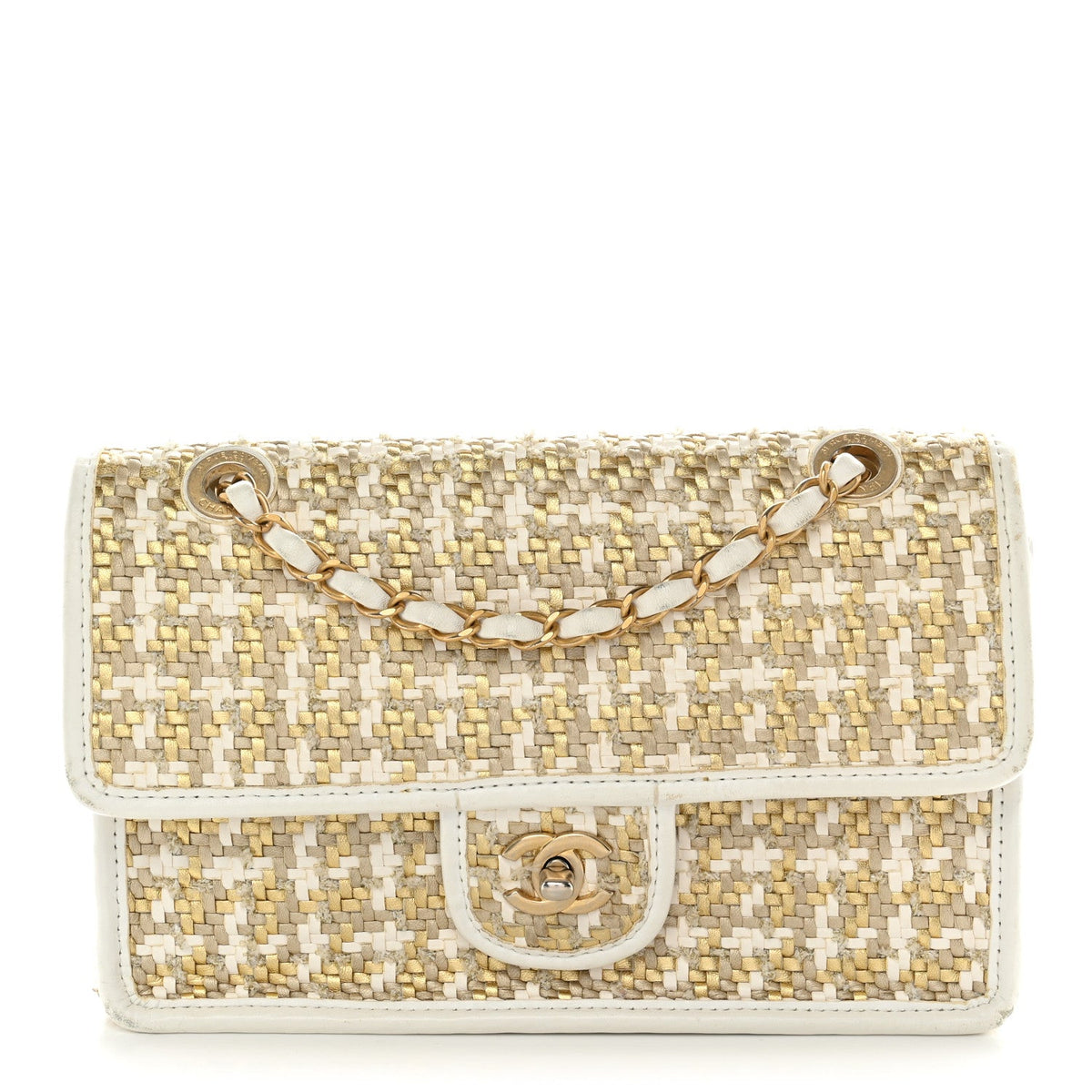 Lambskin Flap Shoulder Bag - Gold